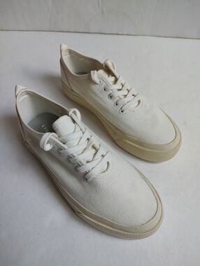 Everlane Forever Sneakers Women's Lace Up Fabric Off White Low Top 5.5 Timeless